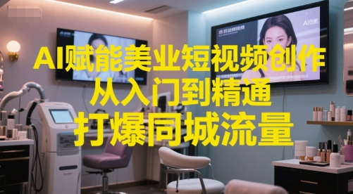 AI赋能美业短视频创作，从入门到精通，打爆同城流量，超级AI工具短视频实操落地-瀚洪创业网