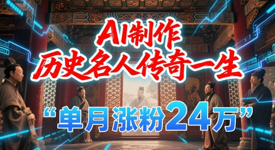 暴力起号！用AI制作历史名人传奇一生，单月涨粉24W，涨粉+变现赛道黑马来了-瀚洪创业网
