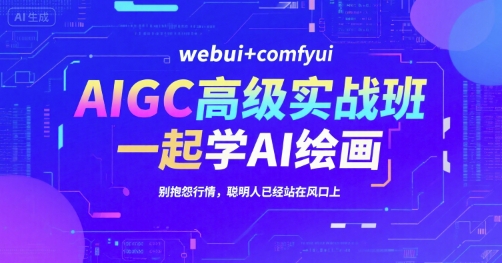 AIGC高级实战班，webui+comfyui，一起学AI绘画，别抱怨行情，聪明人已经站在风口上-瀚洪创业网