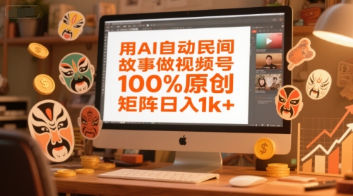 用AI自动民间故事做视频号，100%原创，矩阵日入1k+-瀚洪创业网