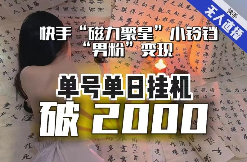 【日入破2000】快手无人直播不进人？“磁力聚星”没收益？不会卡屏、卡同城流量？最新课程会通通解决！-瀚洪创业网
