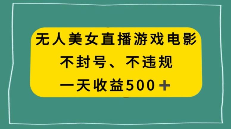 美女无人直播游戏电影，不违规不封号，日入500+-瀚洪创业网