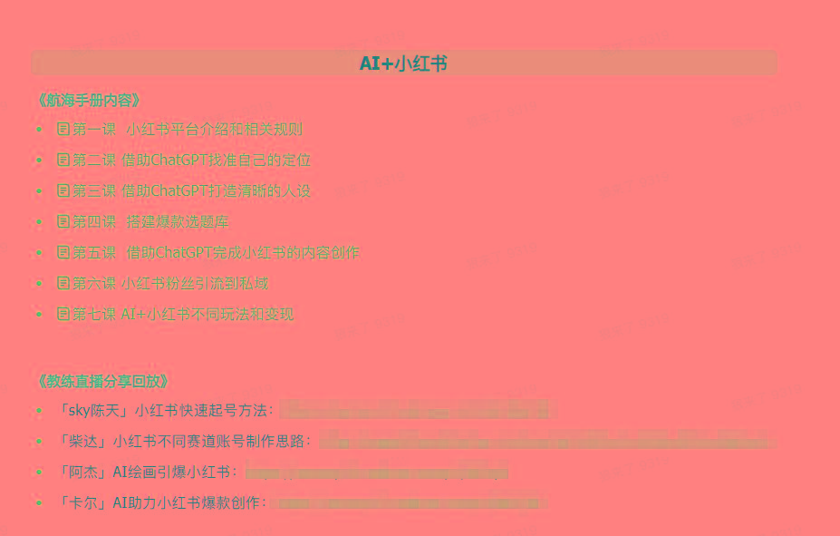 图片[2]-(9351期)AI破局手册+教练分享合集：AI提示词/AI+小红书 /AI+公众号/AI+绘画/AI编程-瀚洪创业网
