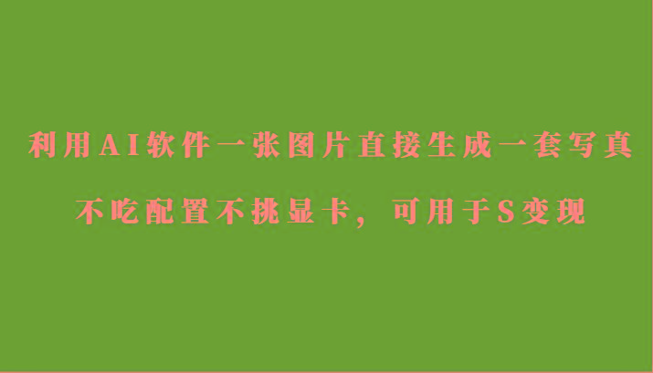 利用AI软件只需一张图片直接生成一套写真，不吃配置不挑显卡，可用于S变现-瀚洪创业网