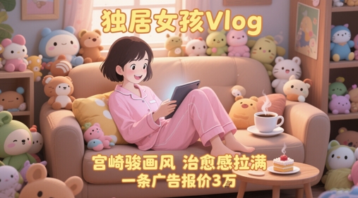 单个账号涨粉71W！用AI制作独居女孩Vlog，宫崎骏画风，治愈感拉满，一条广告报价3W-瀚洪创业网
