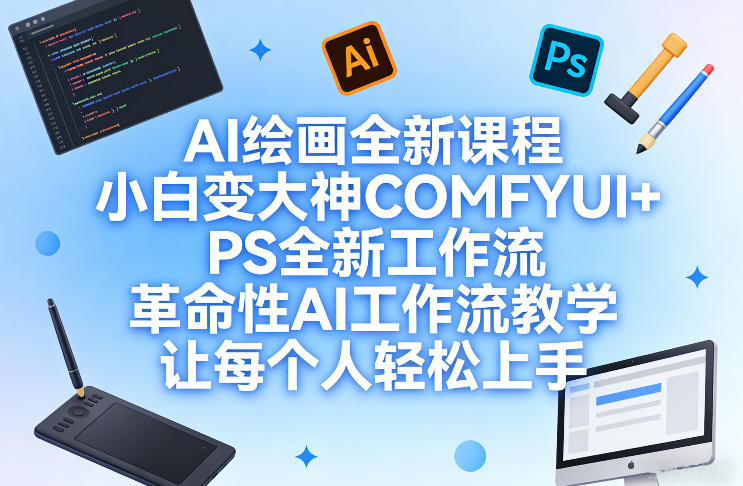 AI绘画全新课程，小白变大神COMFYUI+PS全新工作流，革命性AI工作流教学，让每个人轻松上手-瀚洪创业网