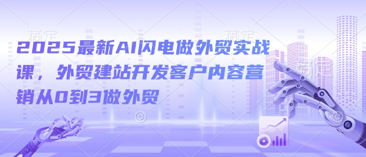 2025最新AI闪电做外贸实战课，外贸建站开发客户内容营销从0到3做外贸-瀚洪创业网