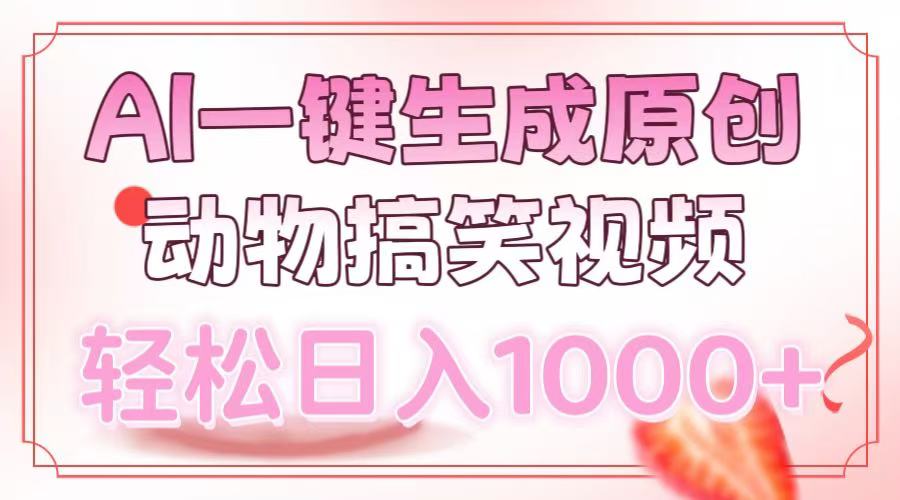 AI一键生成原创动物搞笑视频，轻松日入1000+-瀚洪创业网