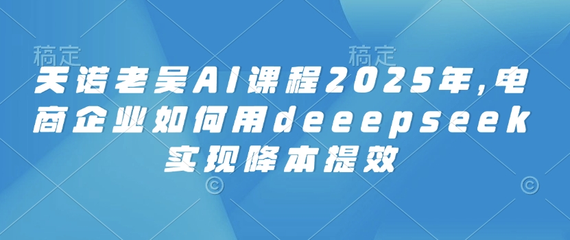 天诺老吴AI课程2025年，电商企业如何用deeepseek实现降本提效-瀚洪创业网