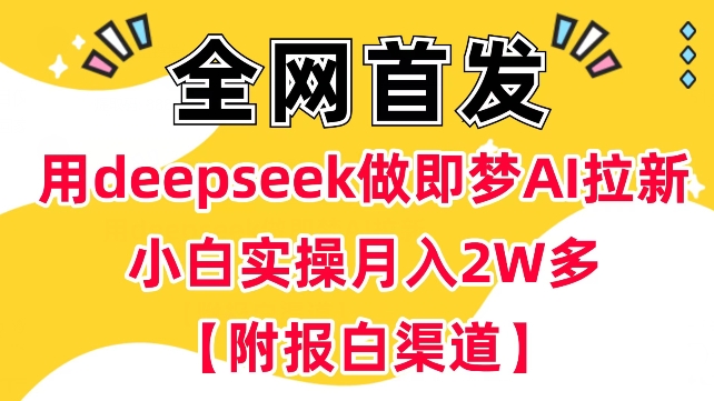 用deepseek做即梦Ai拉新 小白实操月入过W+【附报白渠道】-瀚洪创业网