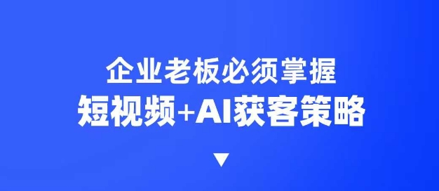 企业短视频AI获客霸屏流量课，6步短视频+AI突围法，3大霸屏抢客策略-瀚洪创业网