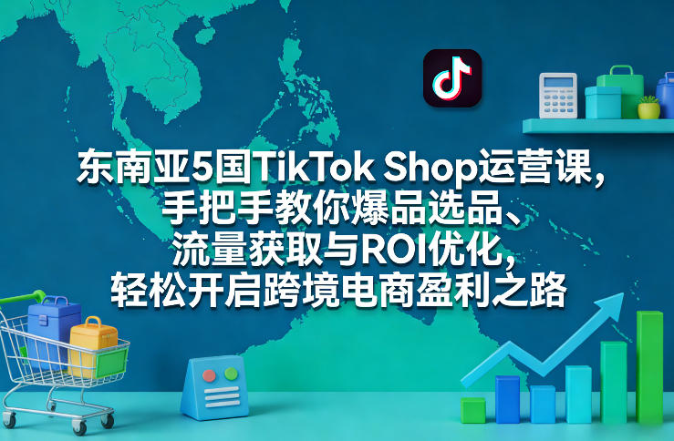 东南亚5国TikTok Shop运营课，手把手教你爆品选品、流量获取与ROI优化，轻松开启跨境电商盈利之路-瀚洪创业网