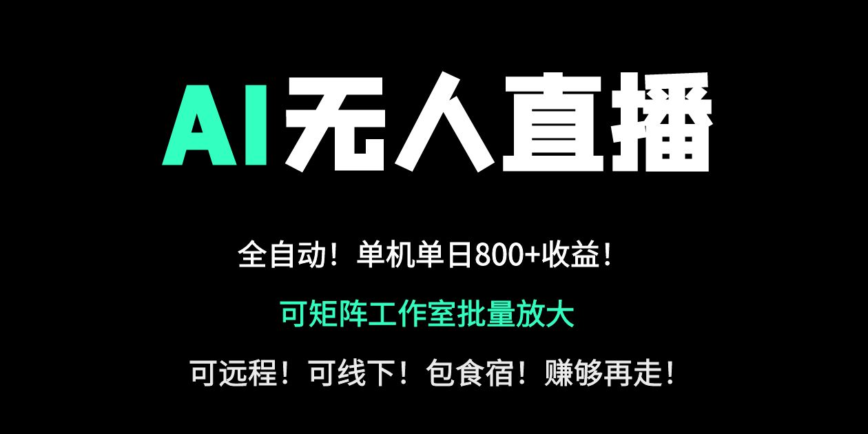 24小时自动带货！AI无人直播副业日赚800+，轻资产创业首选-瀚洪创业网