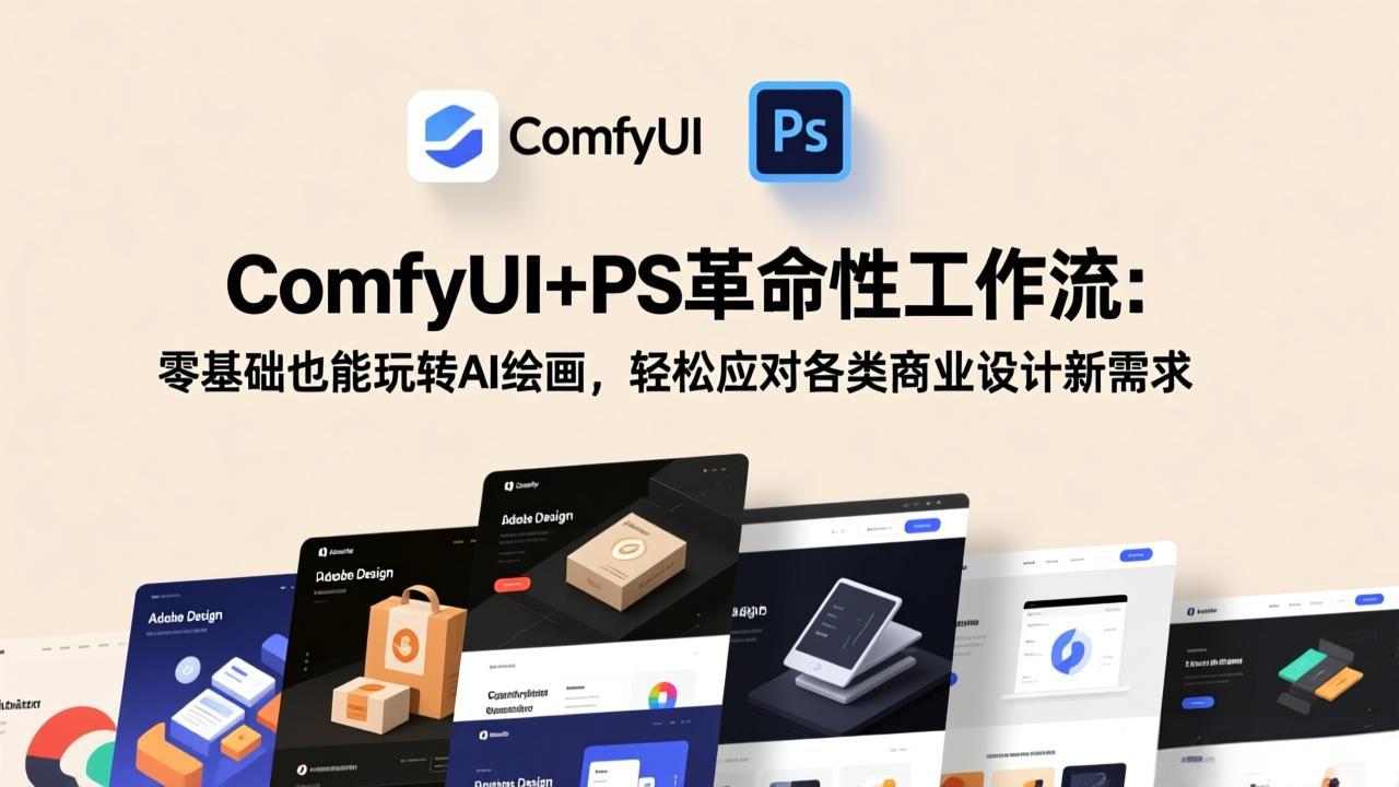 ComfyUI+PS革命性工作流：零基础也能玩转AI绘画，轻松应对各类商业设计新需求-瀚洪创业网