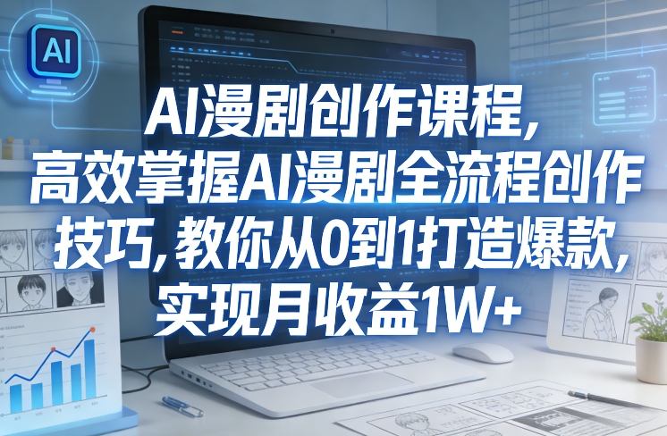某社群AI漫剧创作课程，高效掌握AI漫剧全流程创作技巧，教你从0到1打造爆款，实现月收益1W+-瀚洪创业网