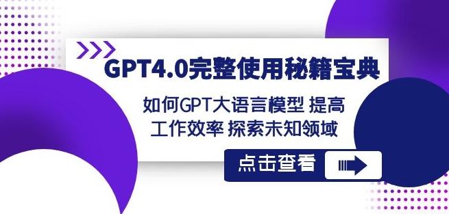 GPT4.0完整使用-秘籍宝典：如何GPT大语言模型提高工作效率探索未知领域-瀚洪创业网