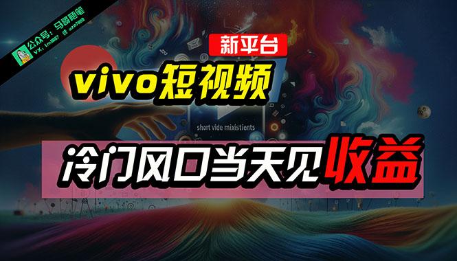 全新平台vivo短视频，新风口AI混剪无脑搬运，冷门风口当天见收益，7天…-瀚洪创业网