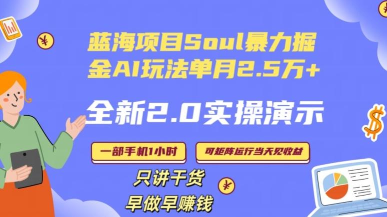 Soul怎么做到单月变现25000+全新2.0AI掘金玩法全程实操演示小白好上手【揭秘】-瀚洪创业网