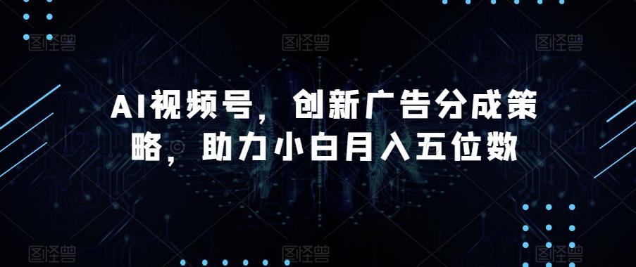 AI视频号，创新广告分成策略，助力小白月入五位数【揭秘】-瀚洪创业网