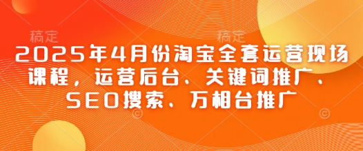 2025年4月份淘宝全套运营现场课程，运营后台、关键词推广、SEO搜索、万相台推广-瀚洪创业网