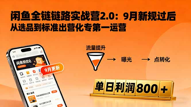 闲鱼变现课3.0：掌握链接优化、流量提升、商业变现，单日利润800+-瀚洪创业网