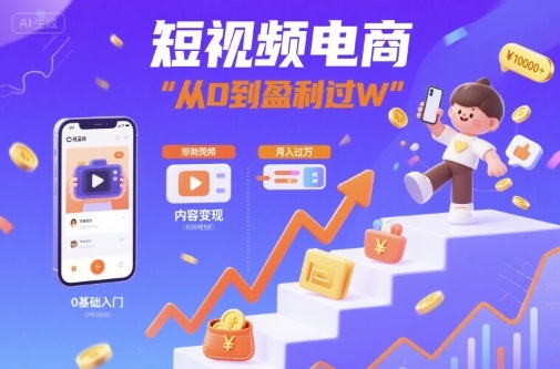 短视频电商：短视频变现从0到盈利过W-瀚洪创业网