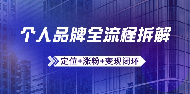 个人品牌全流程拆解：定位+涨粉+变现闭环，微信生态运营与资源整合-瀚洪创业网
