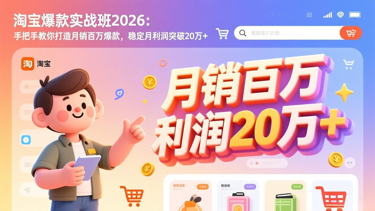 淘宝爆款实战班-2026年3月更新：手把手教你打造月销百万爆款，稳定月利润突破20万+-瀚洪创业网