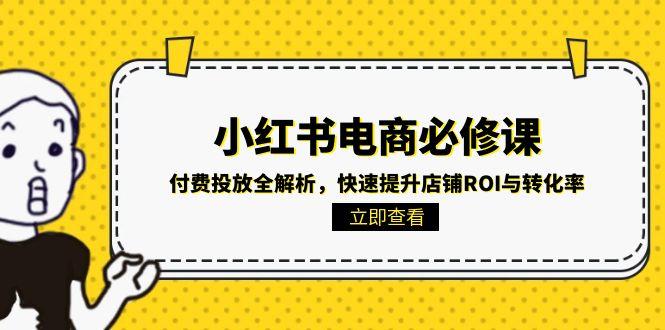 小红书电商必修课：付费投放全解析，快速提升店铺ROI与转化率-瀚洪创业网