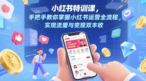 小红书特训课，手把手教你掌握小红书运营全流程，实现流量与变现双丰收-瀚洪创业网