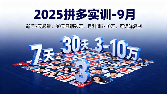 2025拼多多实训-9月：新手7天起量,30天日销破万,月利润3-10万,可矩阵复制-瀚洪创业网
