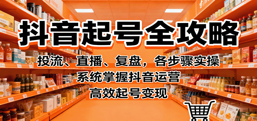 抖音起号全攻略，投流、直播、复盘，各步骤实操，系统掌握抖音运营，高效起号变现-瀚洪创业网