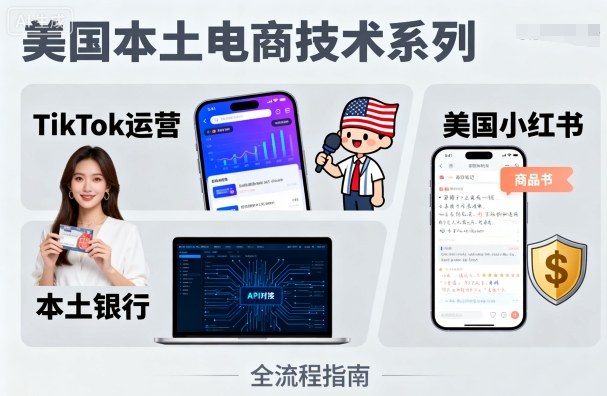 美国本土电商技术，Tiktok 运营篇+美国小红书篇+本土银行篇-瀚洪创业网