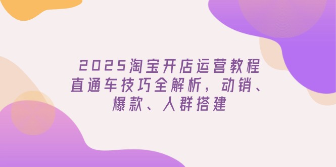 2025淘宝开店运营教程更新，直通车技巧全解析，动销、爆款、人群搭建-瀚洪创业网