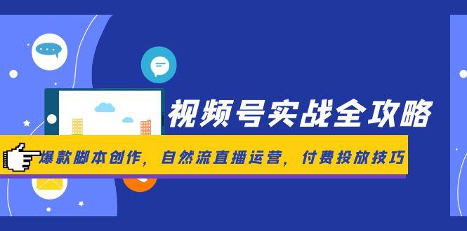视频号实战全攻略，爆款脚本创作，自然流直播运营，付费投放技巧-瀚洪创业网