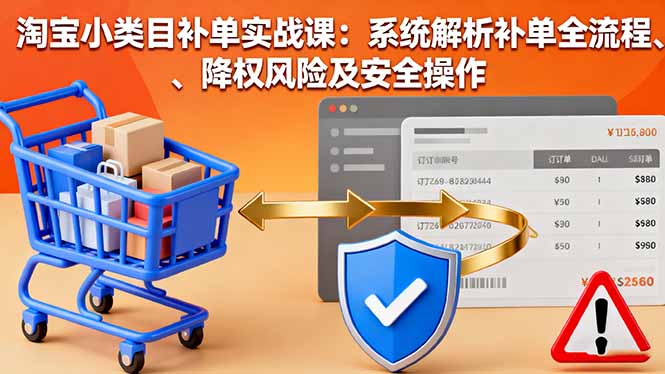 淘宝小类目补单实战课：系统解析补单全流程、降权风险及安全操作-瀚洪创业网