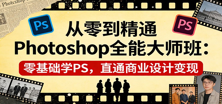 从零到精通Photoshop全能大师班：零基础学PS，直通商业设计变现-瀚洪创业网