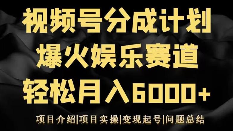 视频号创作分成计划之娱乐赛道轻松日入500+-瀚洪创业网
