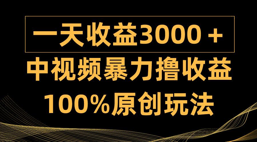 (9696期)中视频暴力撸收益，日入3000＋，100%原创玩法，小白轻松上手多种变现方式-瀚洪创业网