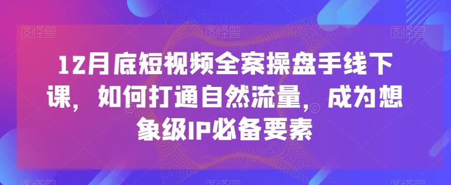 12月底短视频全案操盘手线下课，如何打通自然流量，成为想象级IP必备要素-瀚洪创业网