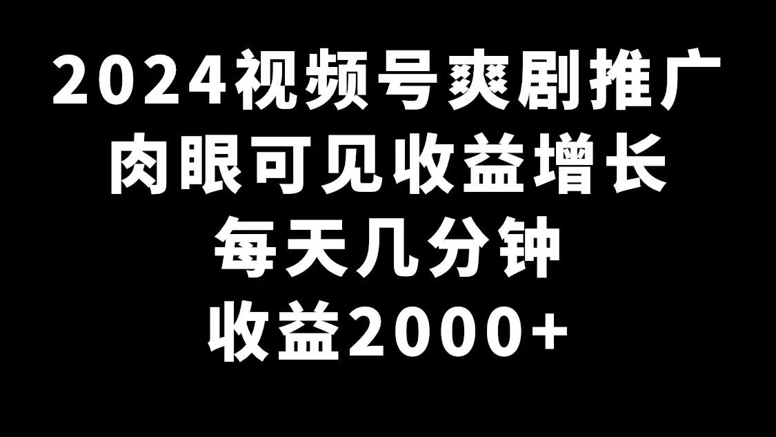 2024视频号爽剧推广，肉眼可见的收益增长，每天几分钟收益2000+-瀚洪创业网