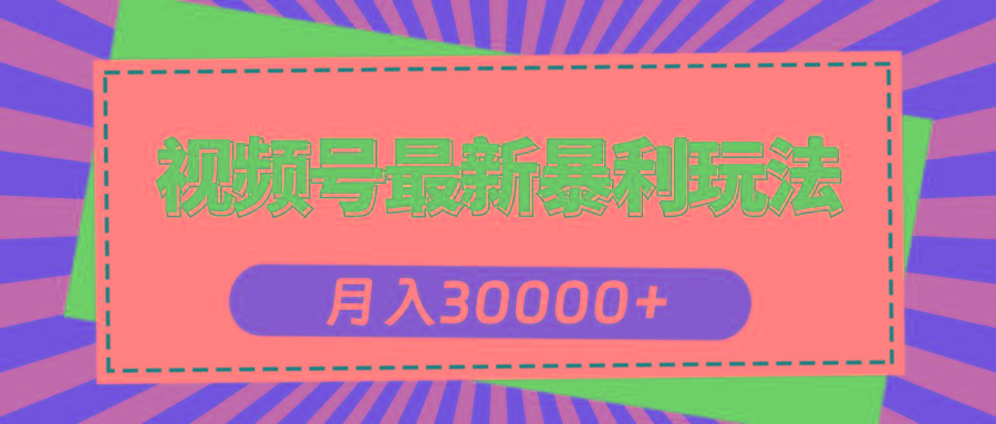 视频号最新暴利玩法，轻松月入30000+-瀚洪创业网