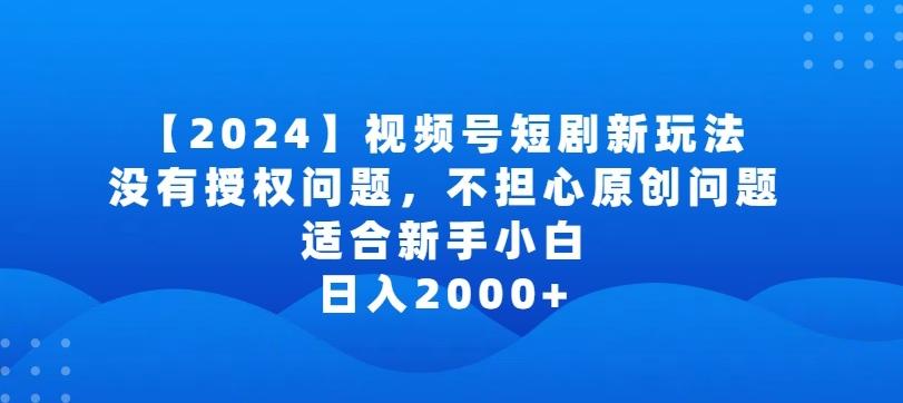 2024视频号短剧玩法，没有授权问题，不担心原创问题，适合新手小白，日入2000+【揭秘】-瀚洪创业网