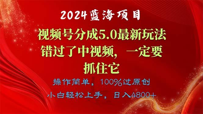 2024蓝海项目，视频号分成计划5.0最新玩法，错过了中视频，一定要抓住…-瀚洪创业网