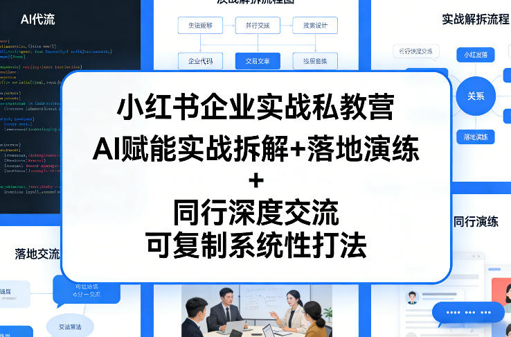 小红书企业实战私教营，AI赋能实战拆解+落地演练+同行深度交流，可复制系统性打法-瀚洪创业网