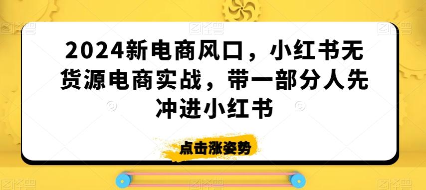 2024新电商风口，小红书无货源电商实战，带一部分人先冲进小红书-瀚洪创业网