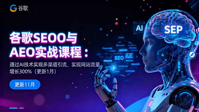 谷歌SEO与AEO实战课程：通过AI技术实现多渠道引流，实现网站流量增长300%-瀚洪创业网