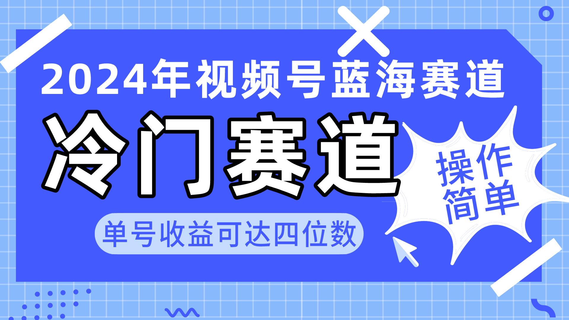 2024视频号冷门蓝海赛道，操作简单 单号收益可达四位数(教程+素材+工具-瀚洪创业网