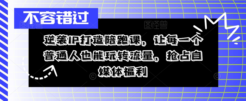 逆袭IP打造陪跑课，让每一个普通人也能玩转流量，抢占自媒体福利-瀚洪创业网