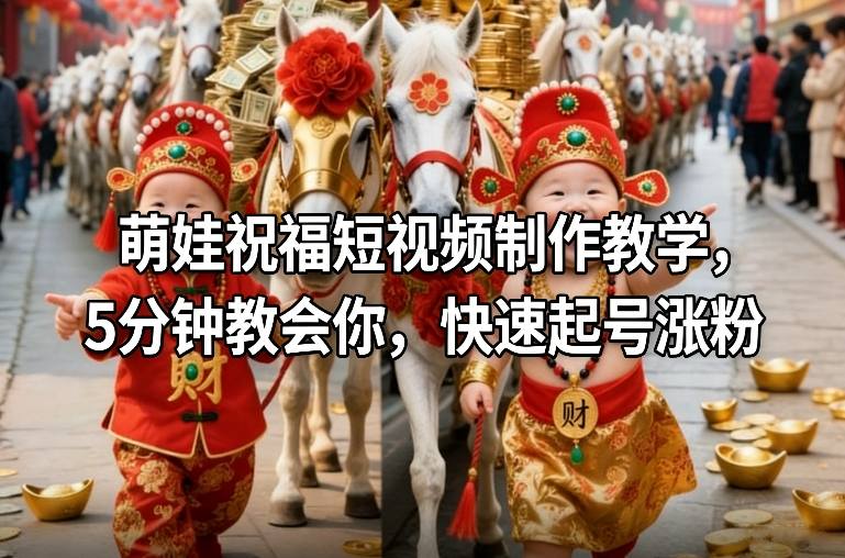 萌娃祝福短视频制作教学，5分钟教会你，快速起号涨粉-瀚洪创业网